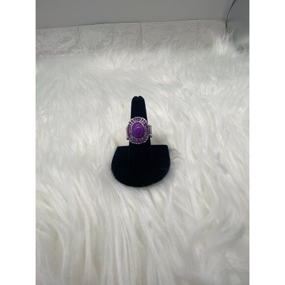 Paparazzi Jewelry Colorfully Rustic Purple Stretch Ring For Women - Picture 3 of 7